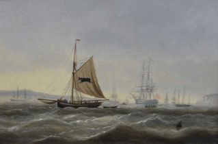 Follower of Thomas Whitcombe, (circa 1752-1824) - Oil on metal - Seascape