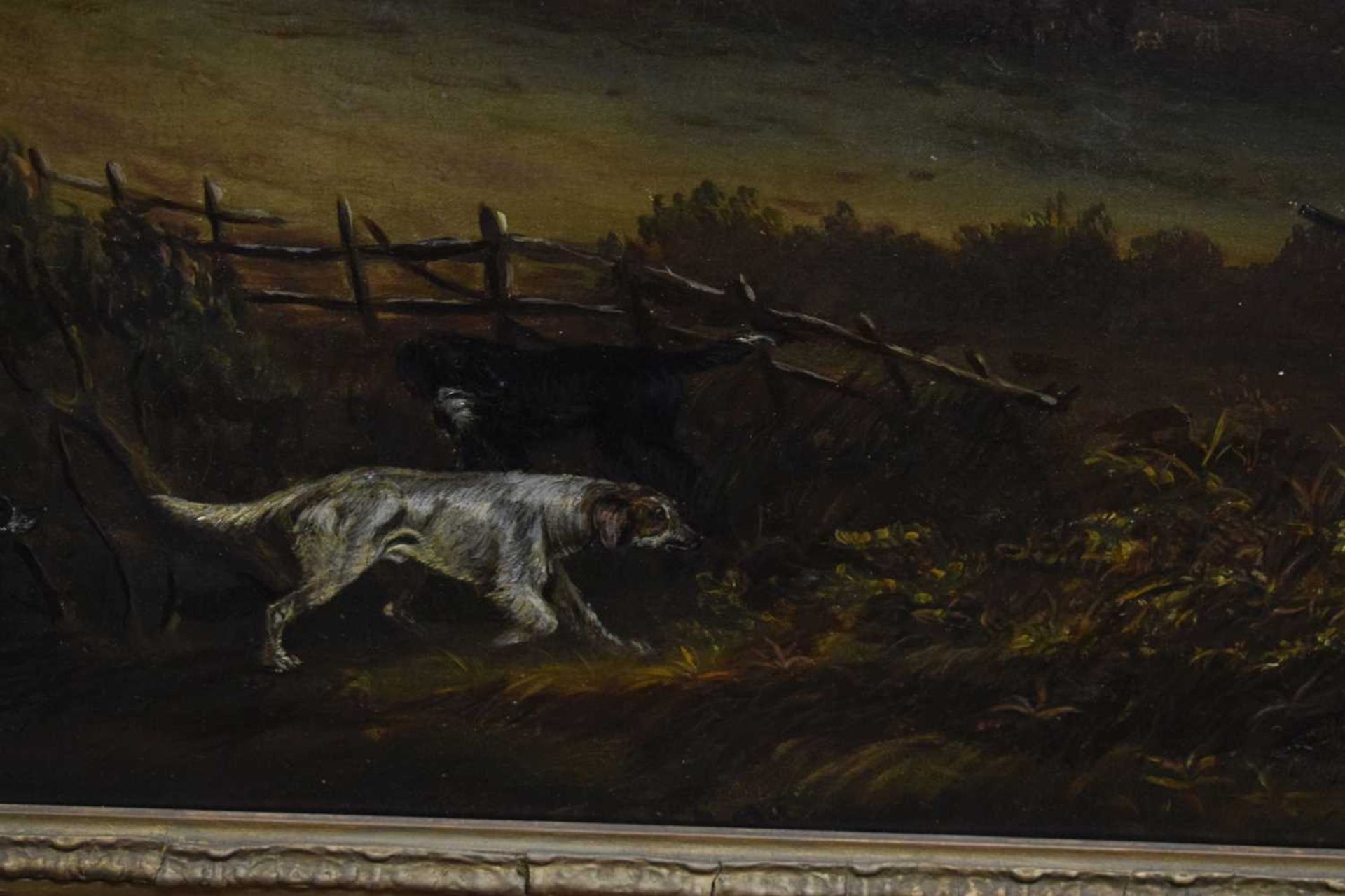 19th century British School – Oil on canvas - Sportsman with three retrievers - Image 13 of 21