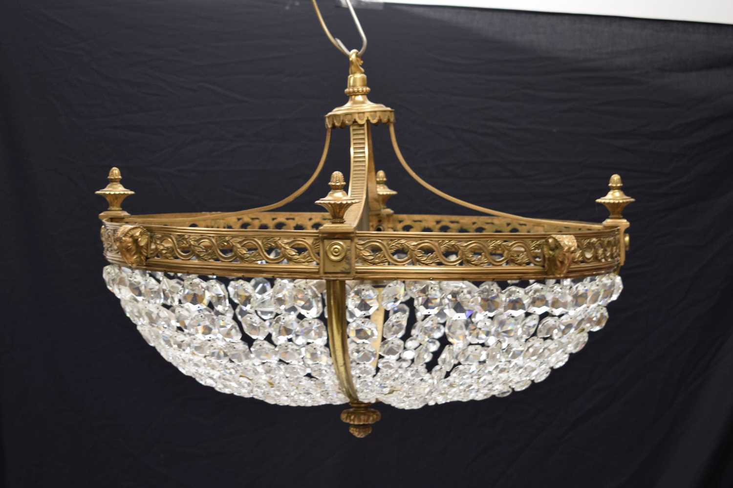Twentieth century gilt-metal and glass basket chandelier - Image 8 of 8