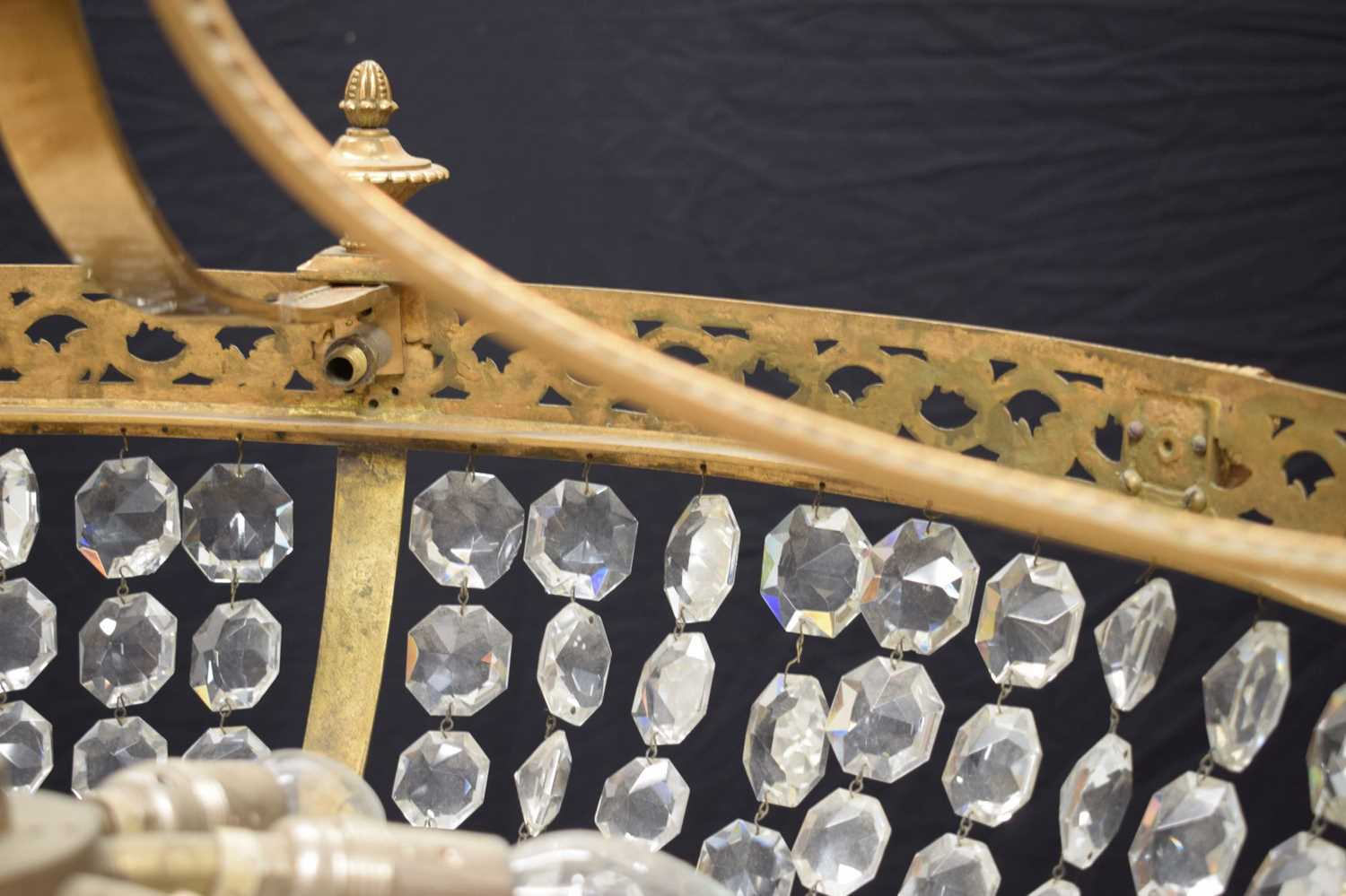 Twentieth century gilt-metal and glass basket chandelier - Image 7 of 8