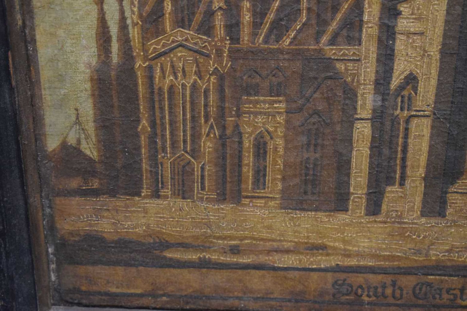 19th century over painted print on canvas - 'South East View of Redcliffe Church, Bristol' - Image 11 of 16