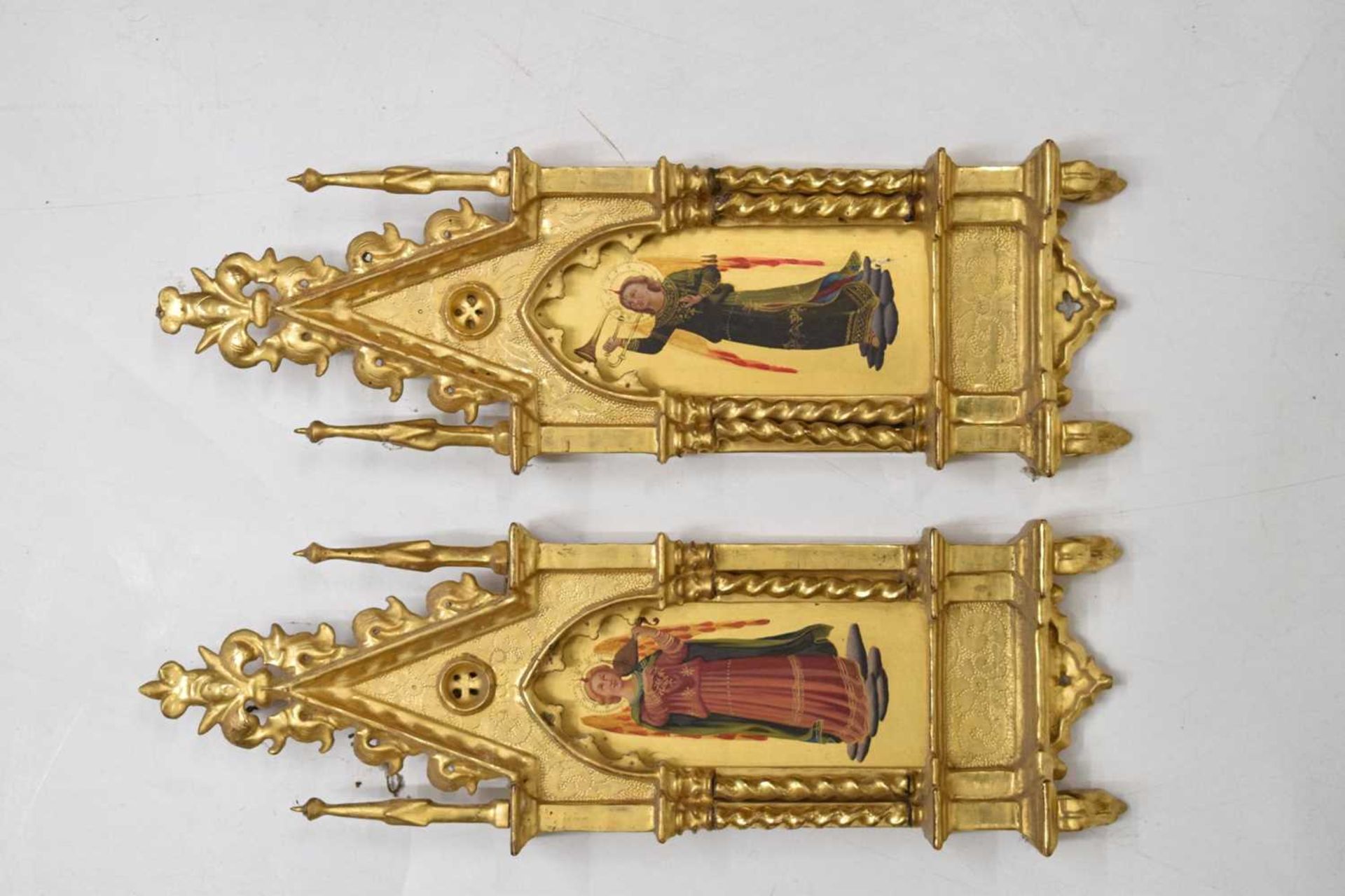 After Fra Angelico - Pair of mid 19th century Italian giltwood paintings of Saints - Image 18 of 18