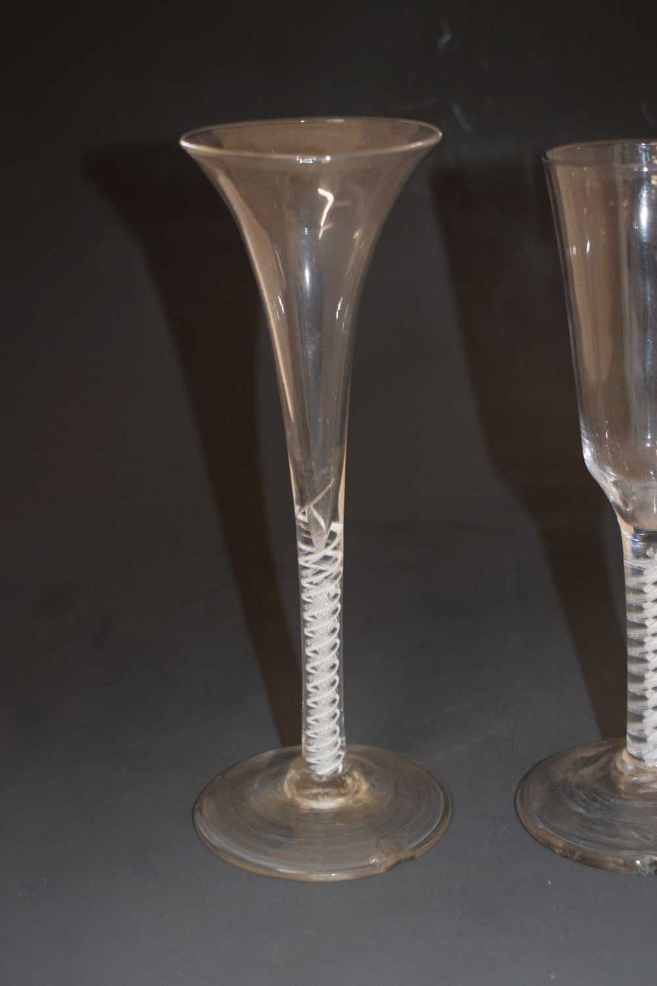 Two opaque twist stem wine or cordial glasses - Image 2 of 12