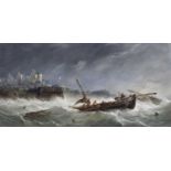 Alfred Herbert, (1818-1861) - Watercolour - 'Rough Sea off St. Malo'