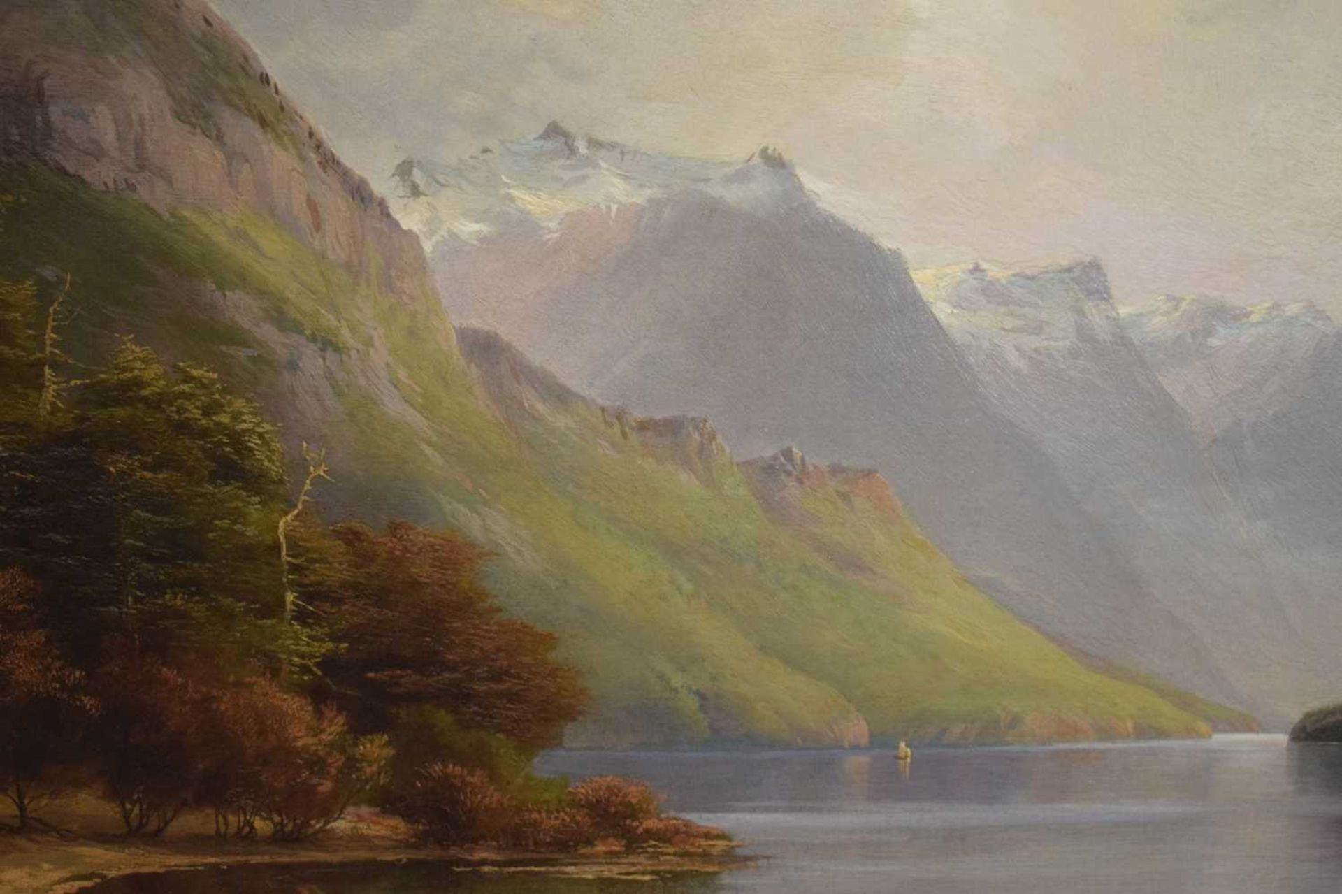 Nicholas Chevalier - New Zealand oil on canvas - Lake Manapouri - Image 8 of 16