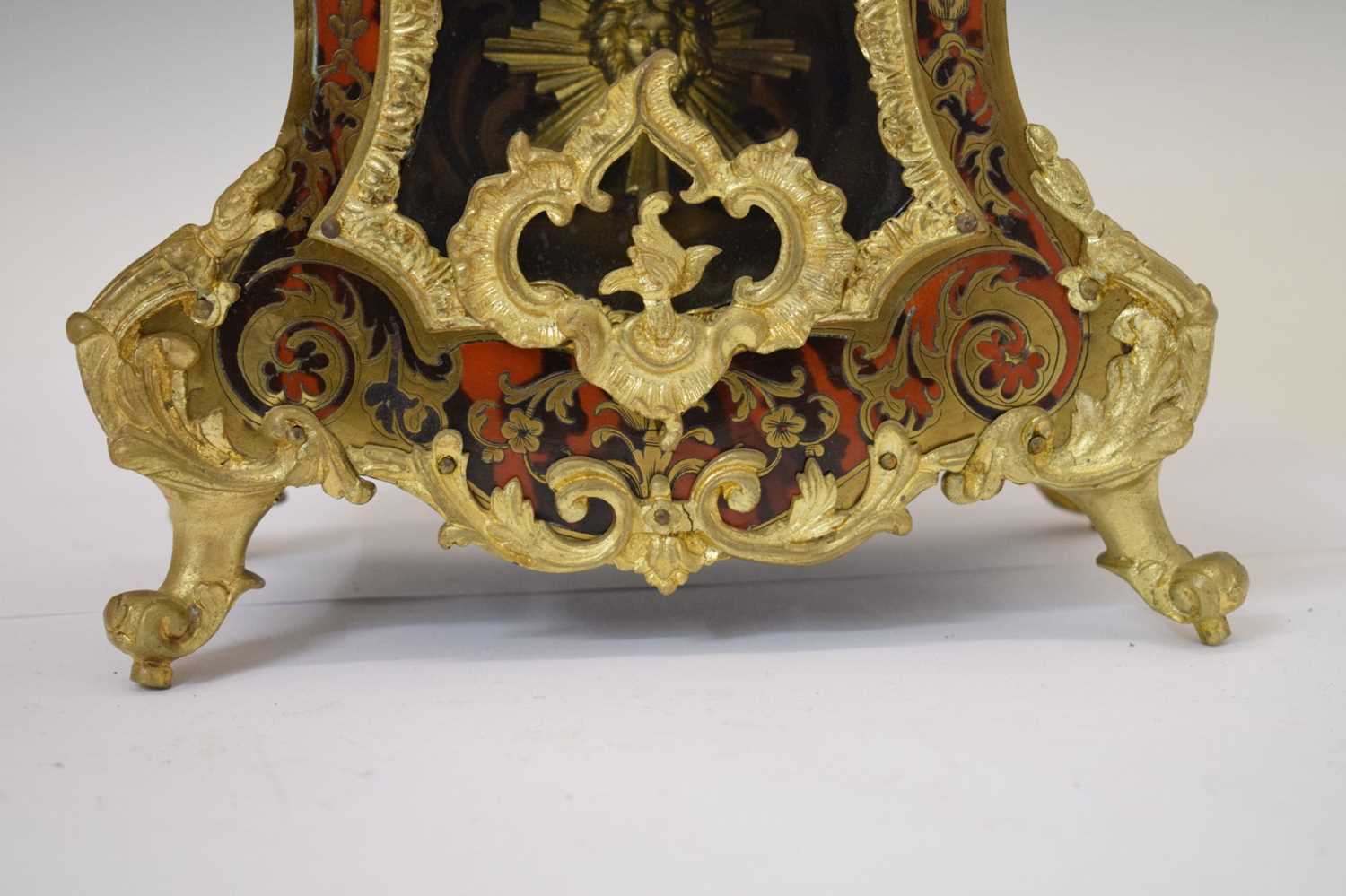 Late 19th century French red boulle mantel clock - Image 6 of 19
