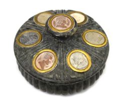 Grand Tour serpentine and lava stone inkwell