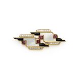 Bulgari geometric motif brooch