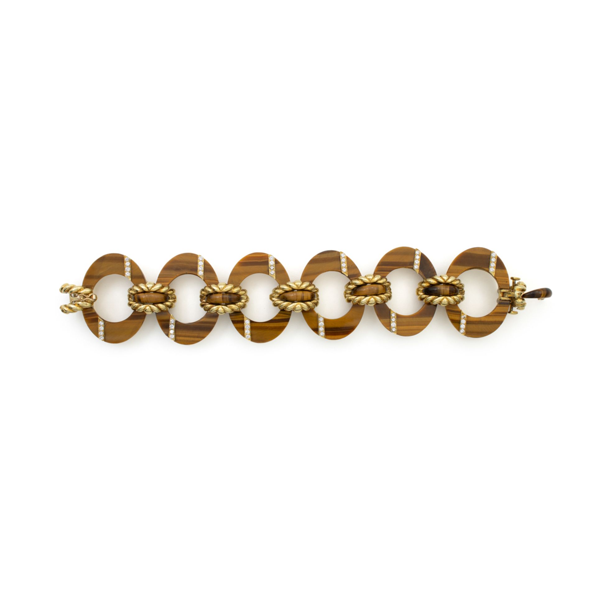 Bulgari 18kt yellow gold and tiger's eye bracelet