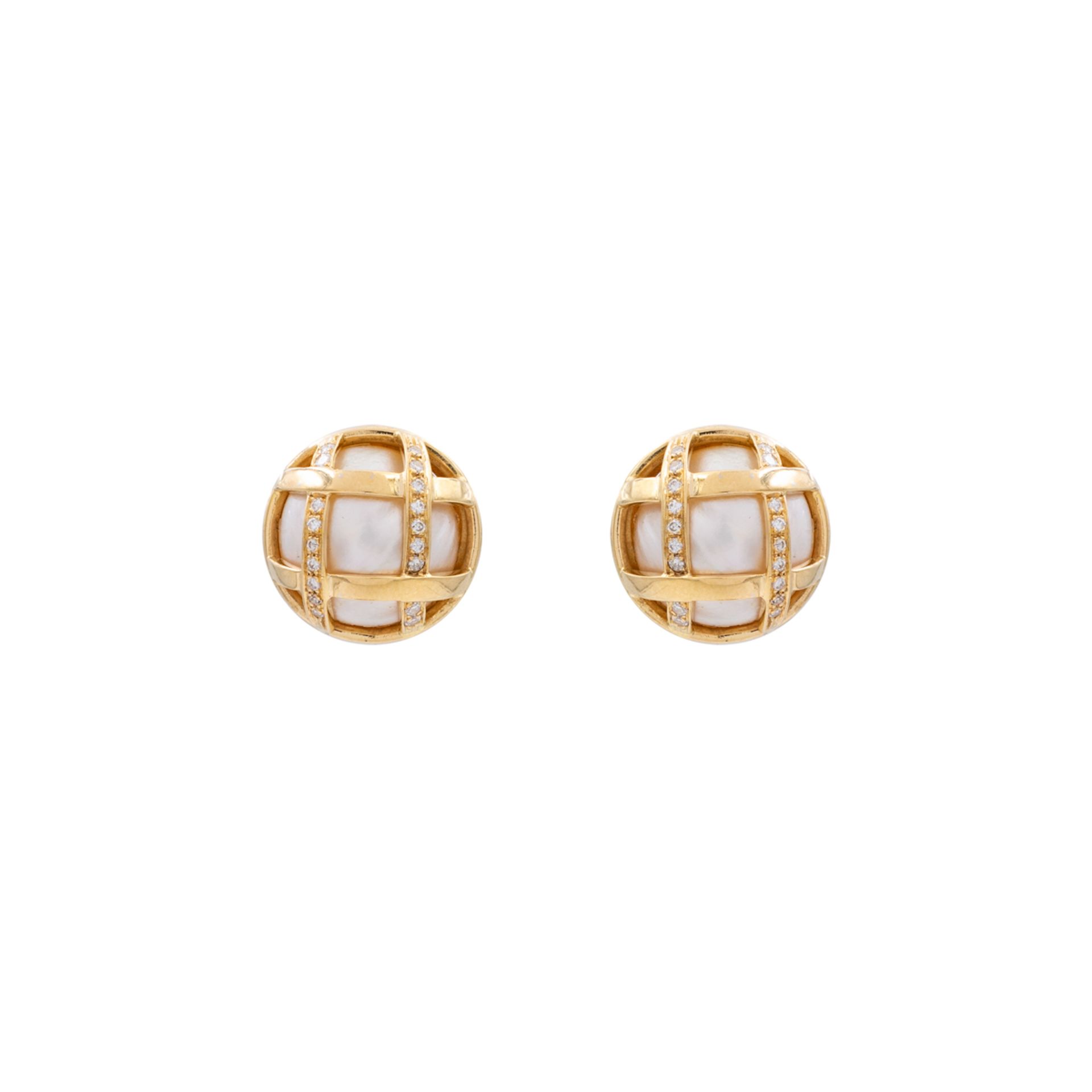 18kt yellow gold mabé pearls and diamonds earrings