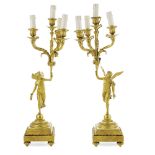 Pair of gilt bronze electified chandeliers