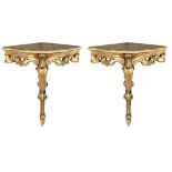 Pair of giltwood corner cabinets