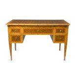 Louis XVI centerpiece bureau desk entirely inlaid marqueterie