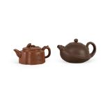 Group of two terracotta teapots