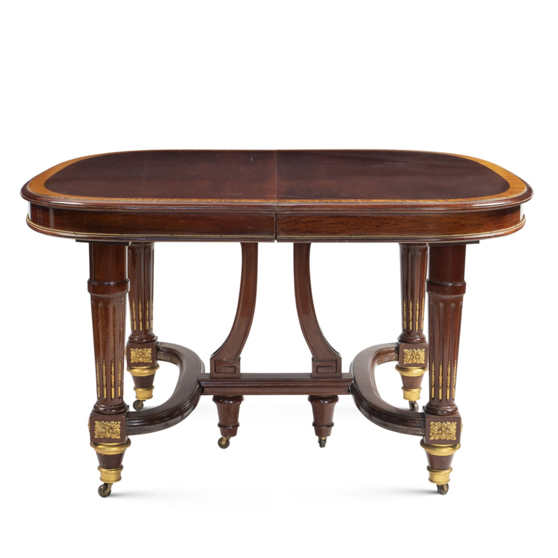 Mahogany and satinwood dining table