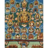 Thangka on light blue background