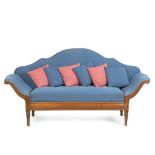 Walnut and fabric sofa