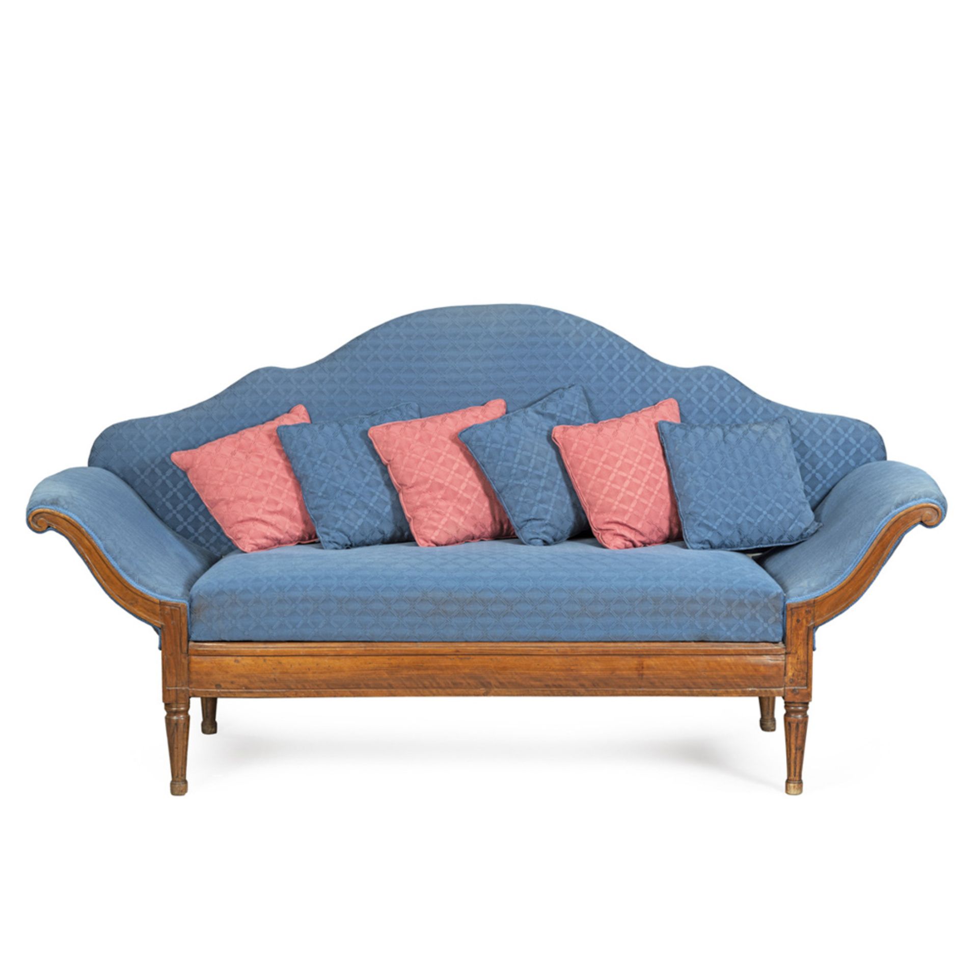 Walnut and fabric sofa