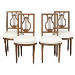 Four walnut chairs