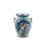 Apothecary jar in polychrome majolica