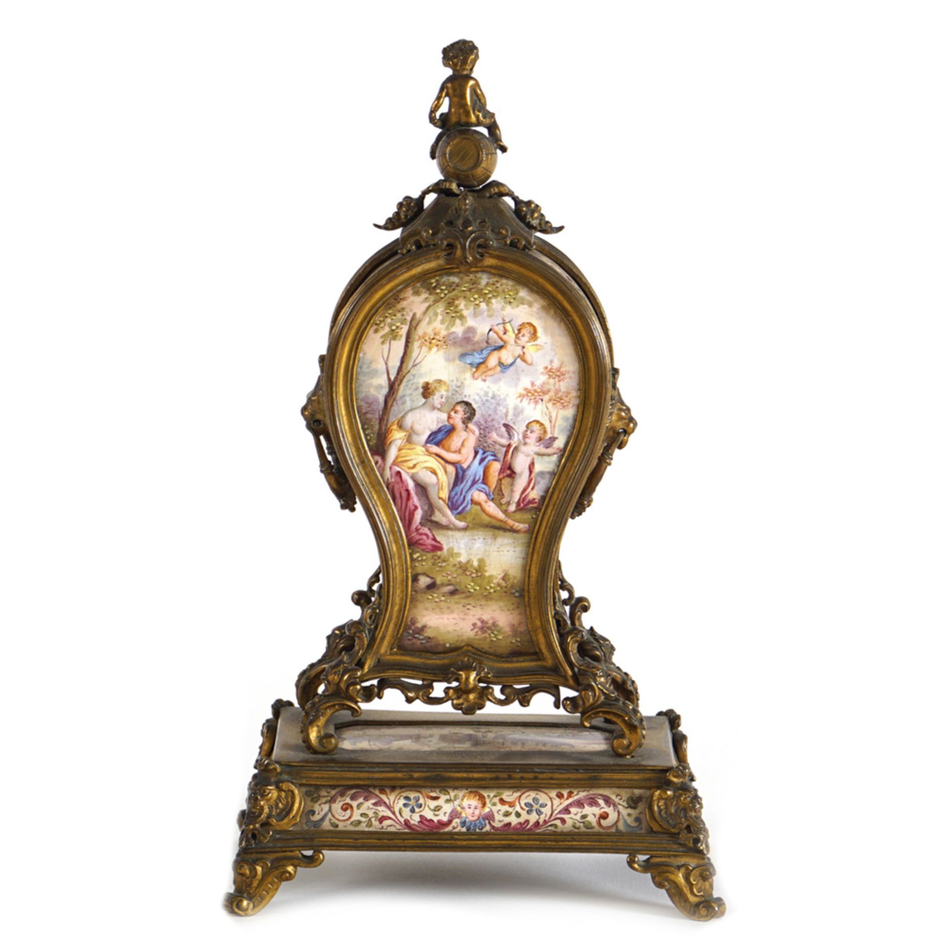 Enamels and gilt bronze table clock - Image 2 of 2