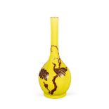 Ceramic bottle vase with yellow glazing