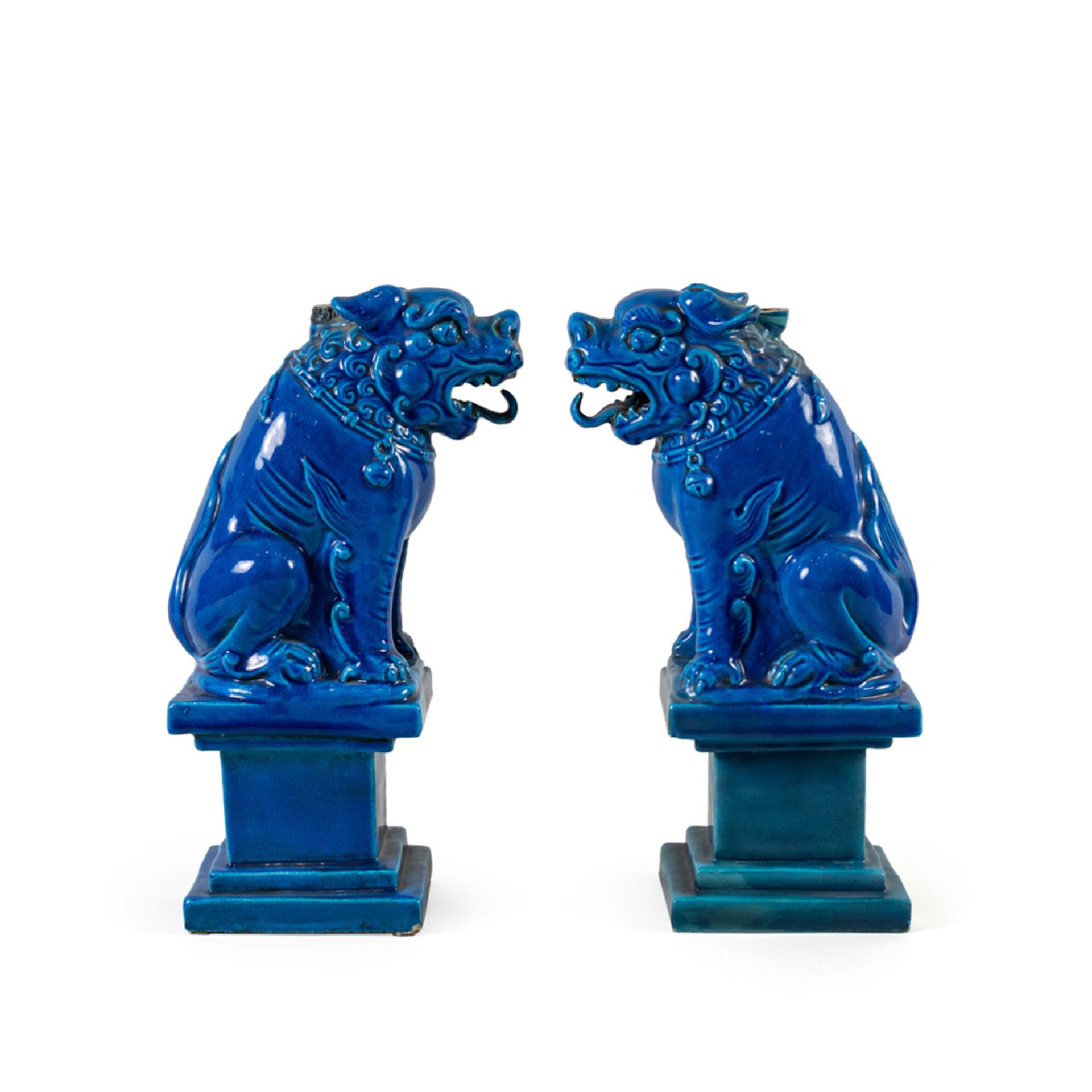 Pair of Pho dogs in glazed ceramic