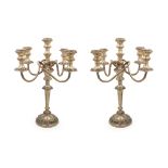 Pair of silver five-light candelabra