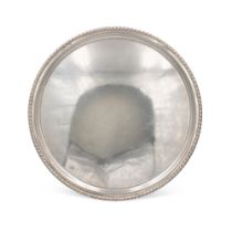 Circular silver metal tray