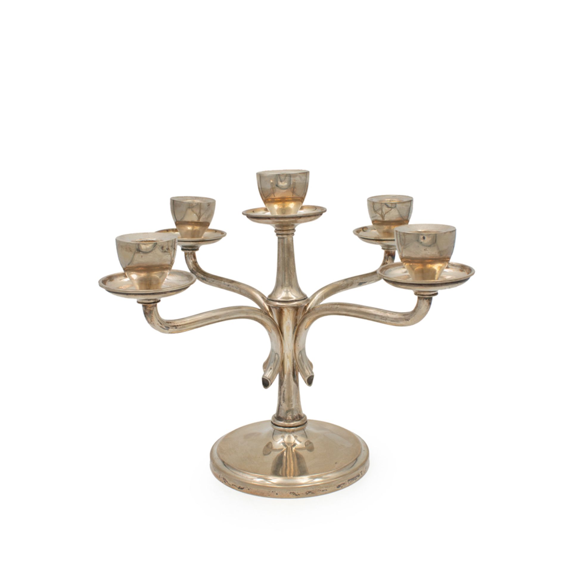 Five-light silver candelabra