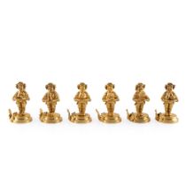 Set of 6 gilded silver place holders