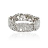 18kt white gold and diamonds elephant bracelet