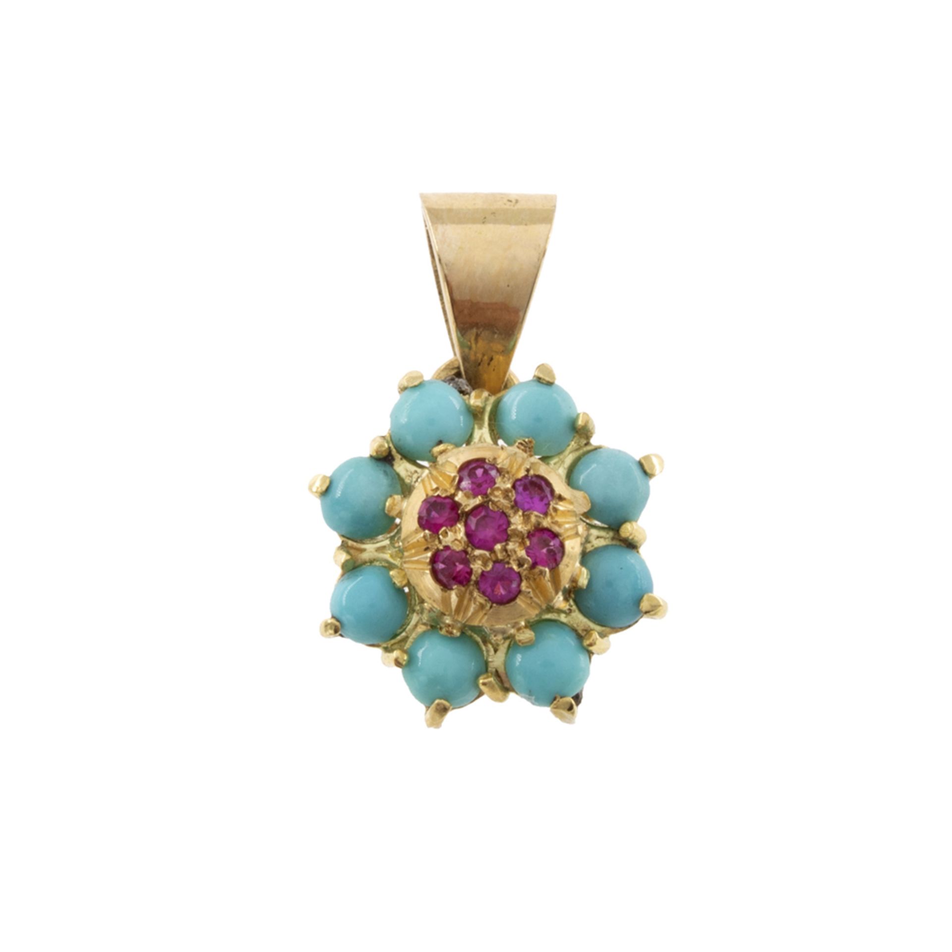 18kt yellow gold with turquoises and rubies parure - Bild 3 aus 3