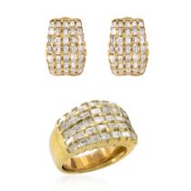 18kt yellow gold and baguette cut diamonds parure