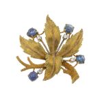 18kt yellow and rose gold floral motif brooch
