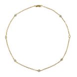 18kt yellow gold necklace with seven diamonds
