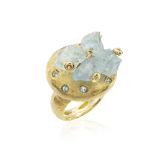 18kt sandblasted yellow gold charms ring