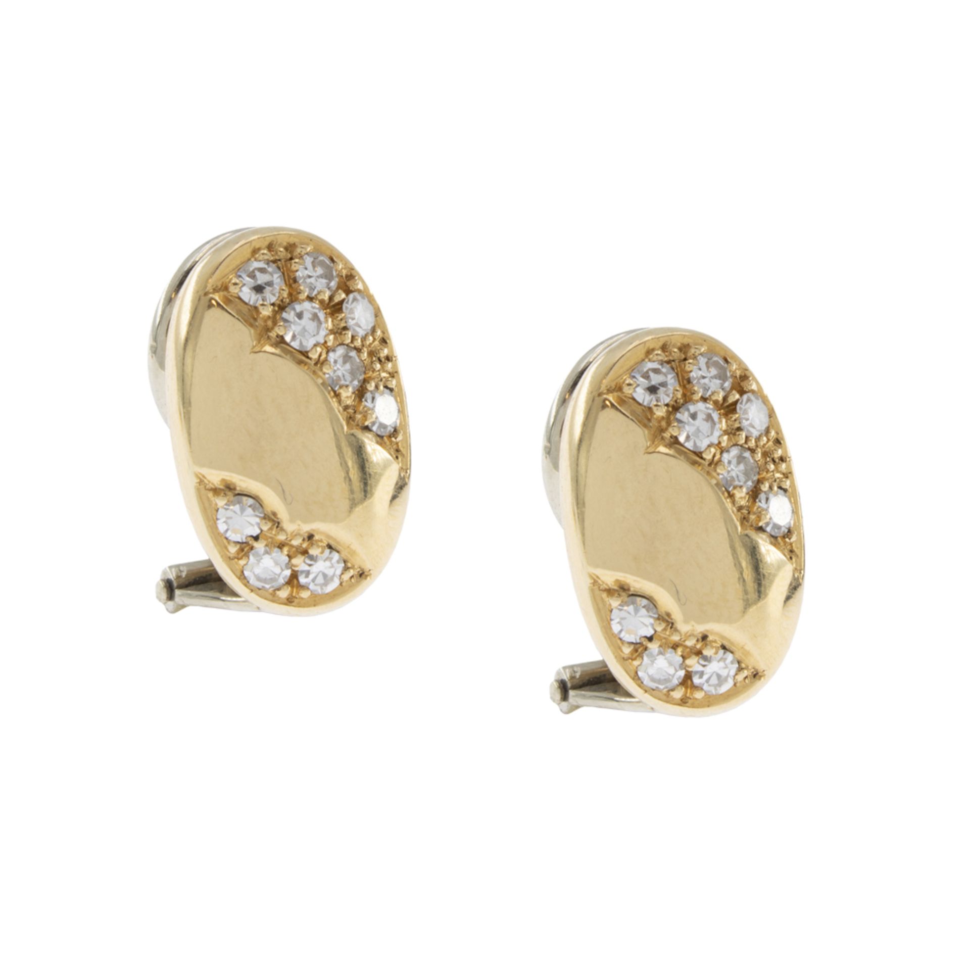 18kt yellow gold and diamonds lobe earrings