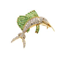 18kt yellow and white gold Marlin brooch