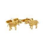 18kt elephants satin yellow gold cufflinks