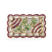 18kt yellow gold and diamonds Rectangular brooch