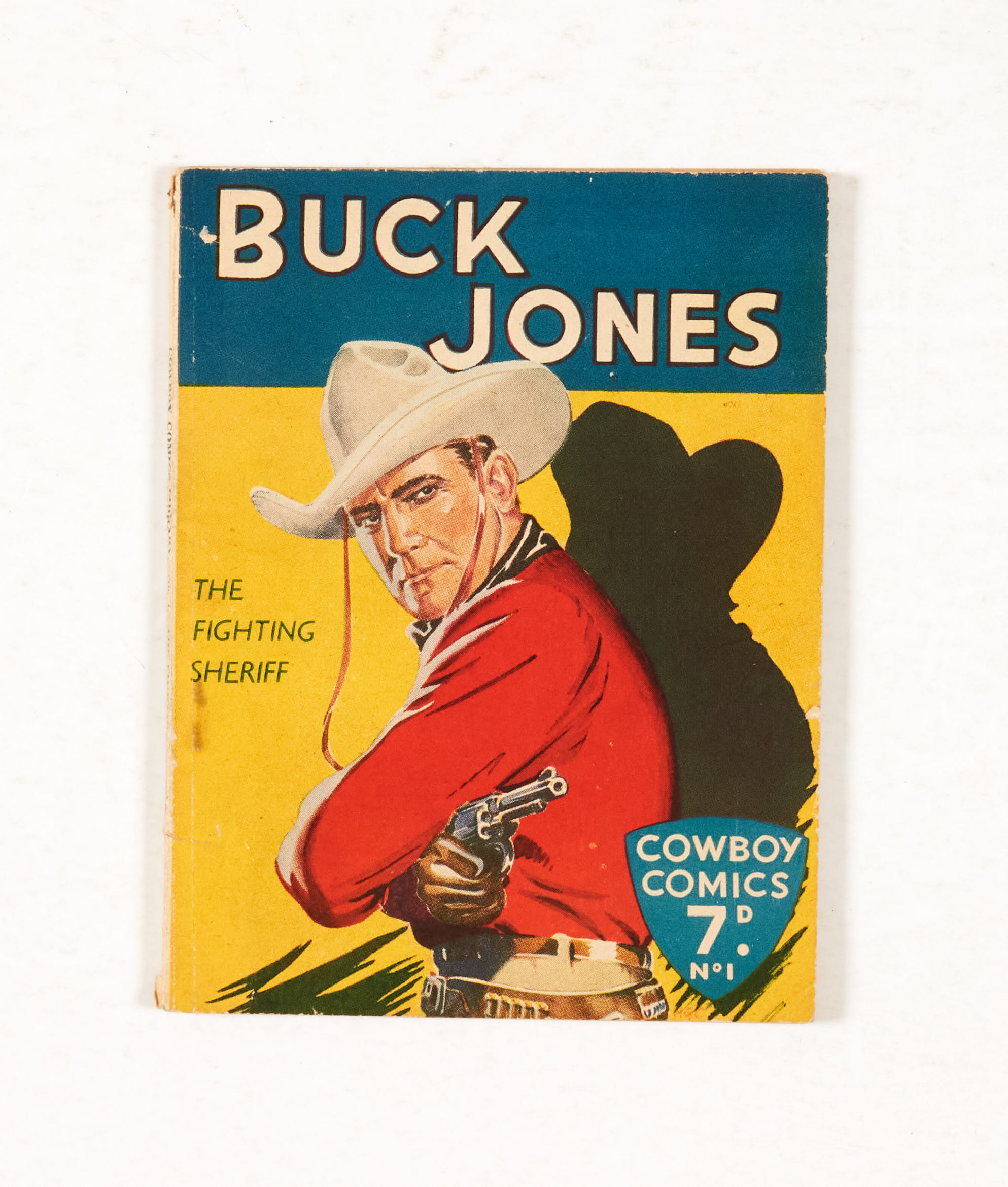 Cowboy Comics 1 (1952 Am. Press). Buck Jones classic cover. Back cover biro numbers [vg]