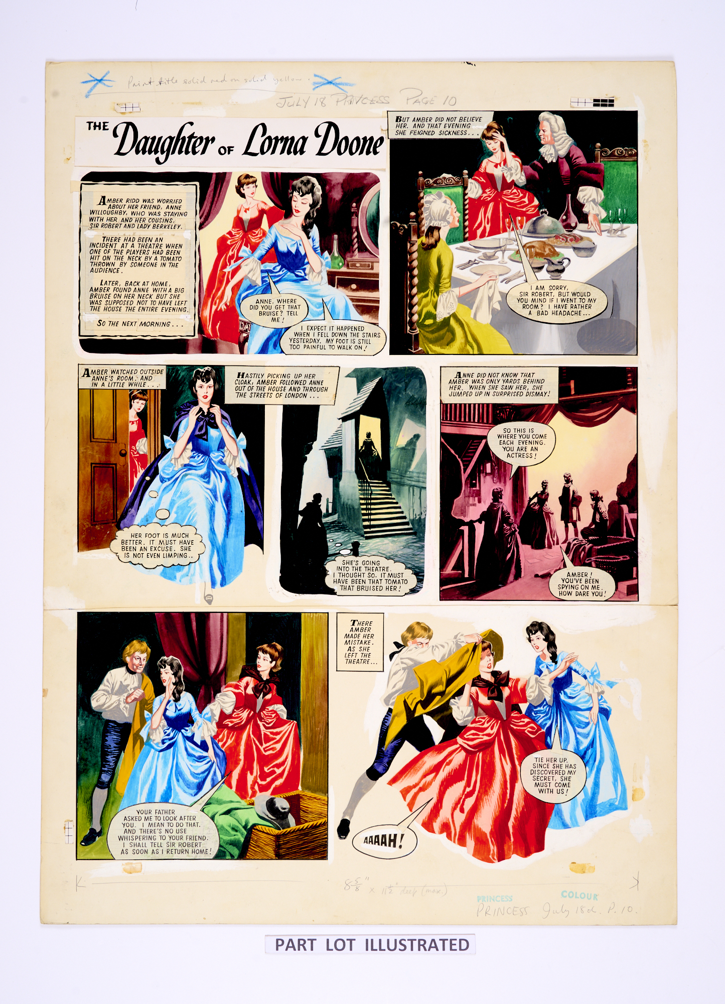 The Daughter of Lorna Doone, 2 consecutive original colour artworks for Princess Magazine (early