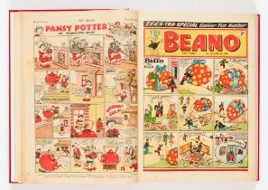 Beano (1953) 546-597 complete year in bound volume with first Minnie The Minx and Roger the