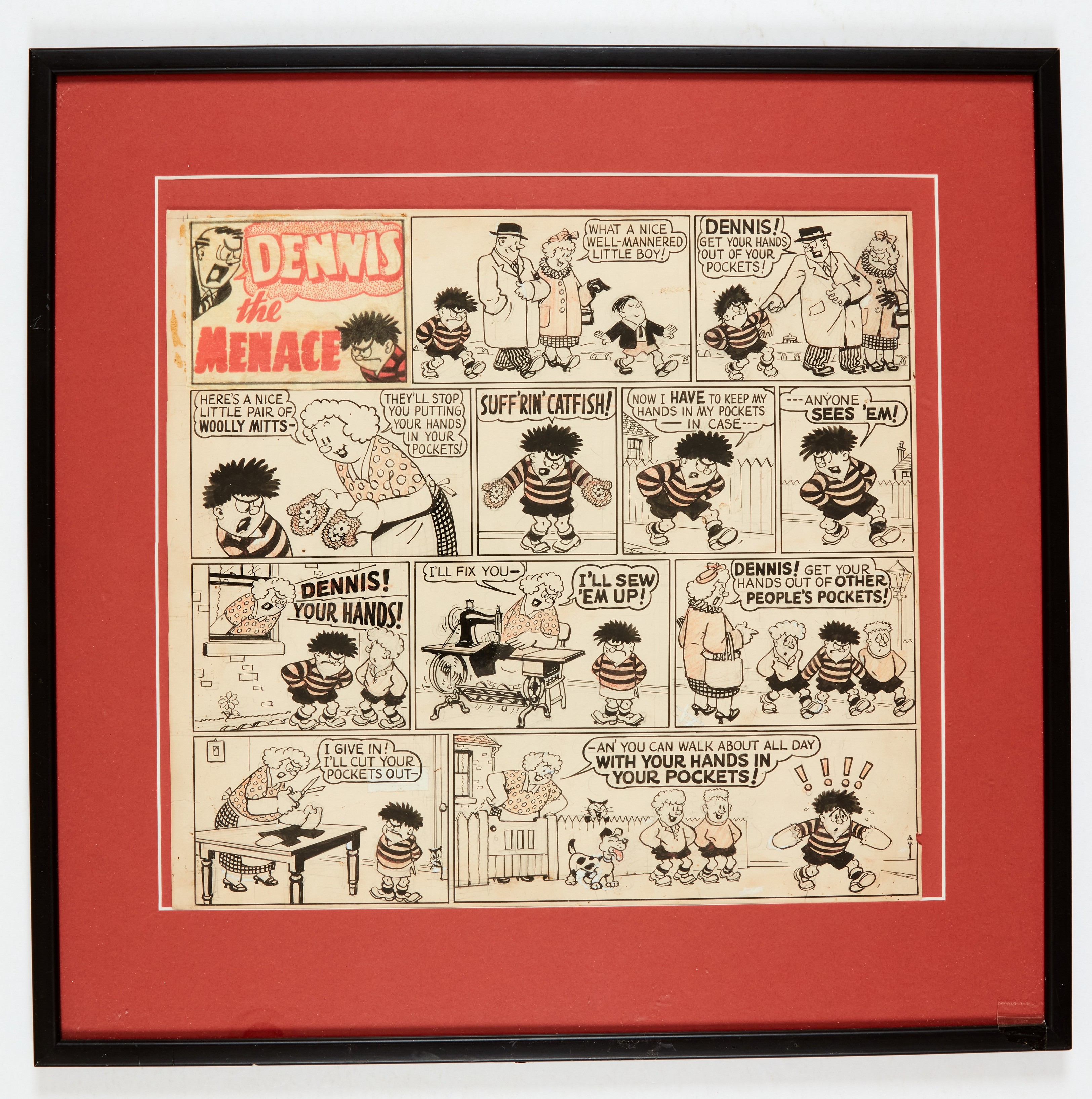 Dennis the Menace original artwork (1952) by Davy Law for the Beano No 505 March 22 1952 which is