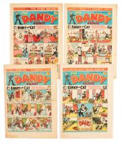 Dandy (1944) 277-279 Fireworks, 281. Propaganda war issues. 'Nine Old Copies of the Dandy make 1 Box