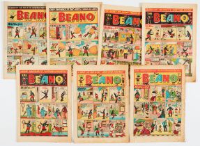 Beano (1954) 600, 623, 632-634, 648 and 654 (from Jan 29 1955). 600 (vg-], balance [vg] (7)