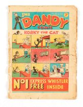 Dandy Comic No 1 (1937) Introducing Korky the Cat, Desperate Dan , Keyhole Kate and Freddy the