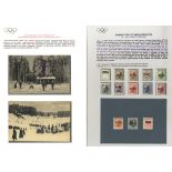 SPORT/OLYMPICS 1900-30's varied accumulation of stamps, postcards, photos & covers, all on a