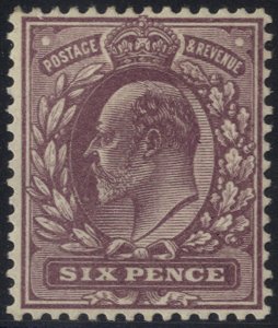 1913 6d dull purple on Dickinson coated paper fine M SG.301, Cat. £250, photocopy of RPS Cert when